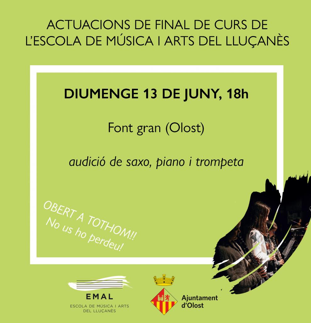 Audició de saxo, piano i trompeta